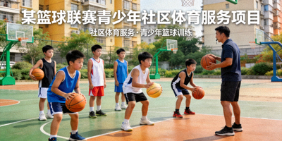 某篮球联赛青少年社区体育服务项目 - 孩子们在球场训练